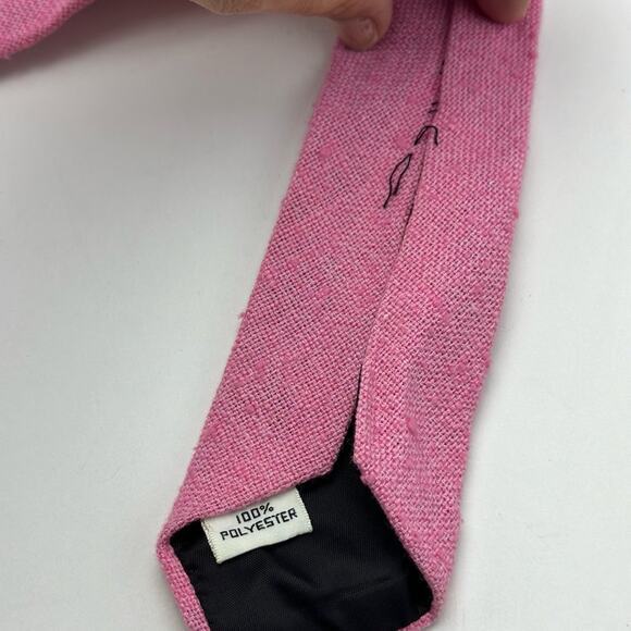 Pink textured vintage men’s tie polyester - Picture 3 of 3